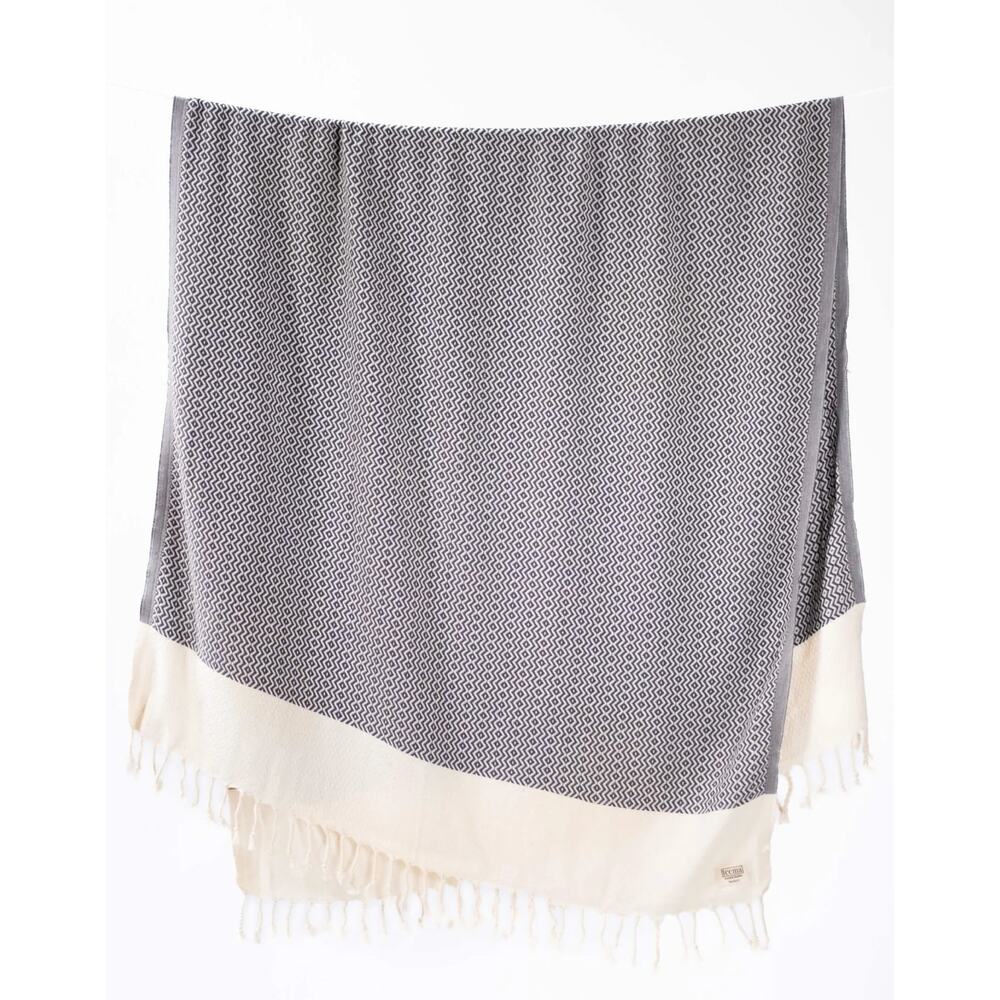 Teema Grey Zion Organic Cotton Turkish Towel Bath Sheet Blanket 70"x38" New